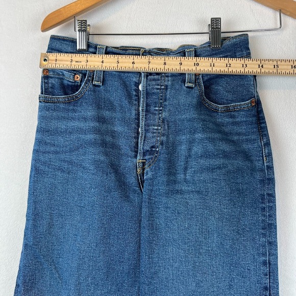 Levis Straight Leg Jeans High Rise Button Fly Dark Wash Denim‎ 26x27 - Picture 3 of 12
